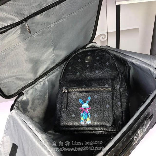 MCM行李箱 原單 1001行李箱 書包 絲印3D兔子 visetos經典圖案 MCM女雙肩包  mdmc1246